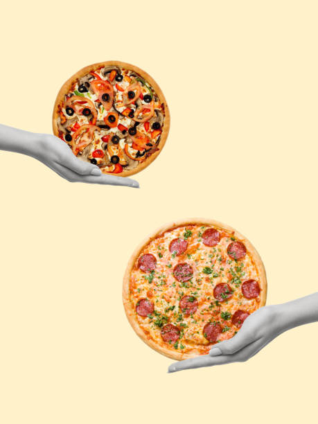 istock Contemporary art collage of hands with pizza. 1480790986