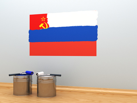 USSR to Russia rebranding. Digitally Generated Image isolated