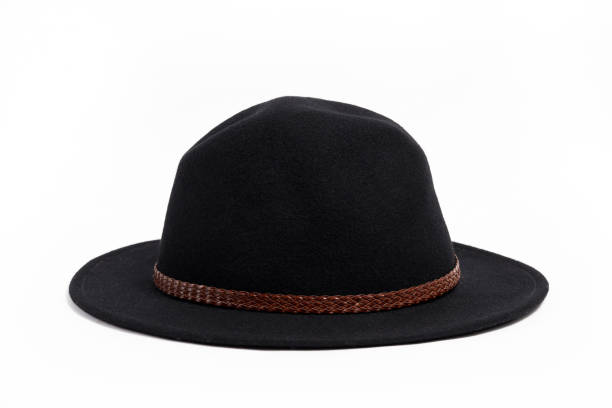 istock Front view stilish black hat for women, isolated white background 1480800109