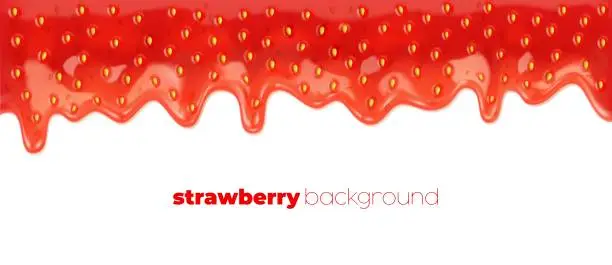 Vector illustration of Strawberry drip, fruit melt jam or syrup splash