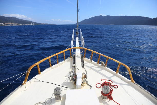 istock Bow Of Sailing Boat Navigating In The Sea. 1480800299