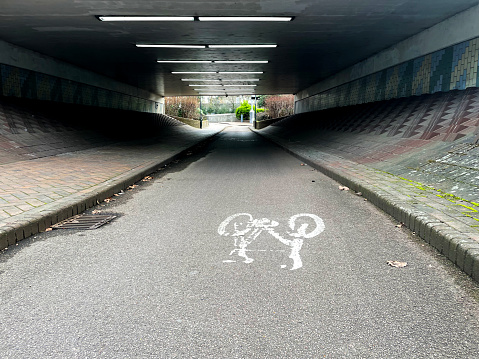 Dedicated cycle lane under a roundabout in Walthamstow London