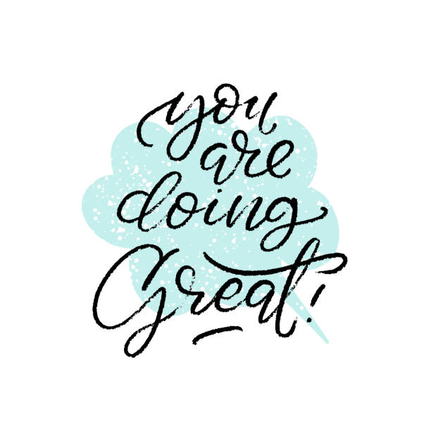 You re doing great typography. Quote vector illustration design. Motivational script lettering with textured speech bubble background. You re doing great typography. Quote vector illustration design. Motivational script lettering with textured speech bubble background you re awesome stock illustrations