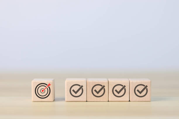 istock Election and voting, vote, to do list, checklist, task list, survey and assessment concept. Select the check mark on the wooden block. 1480803754