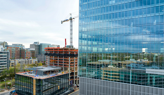 A new skyscraper being constructed in Reston, Virginia.