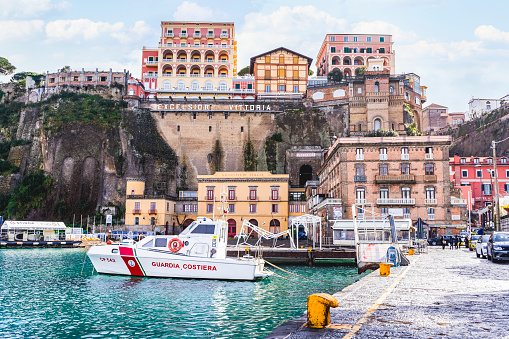 Sorrento, Naples, Italy - March 2 2023: Port in Sorrento in the south of Italy