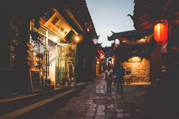YUNNAN,CHINA 15 february 2018 - people walks in Shuhe old town,located in lijiang