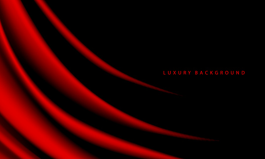 Realistic red fabric wave black shadow blank space for text place luxury background texture vector illustration.