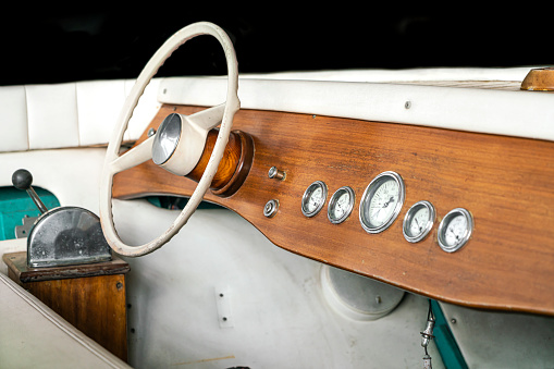 Close-up of vintage yacht