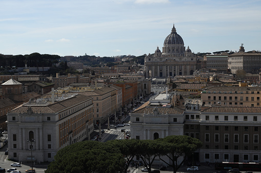 Rome St, Peters' Basilica and Via della Conciliazione, from Castel Sant'Angelo