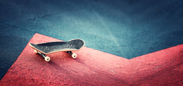 Concept image of skateboard and urban view