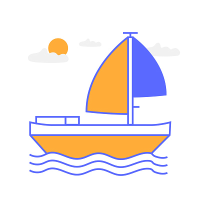 Spending time on a small yacht or speedboat, EPS 10 vector illustration. Enjoying the summer heat in cool waters.