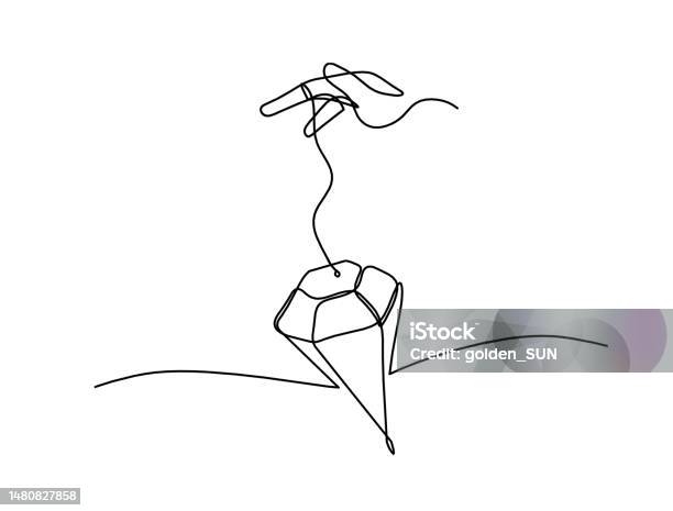 Pdw Line Drawing Abstract Crystal With Hand As Continuous Lines Drawing On White Stock ...
