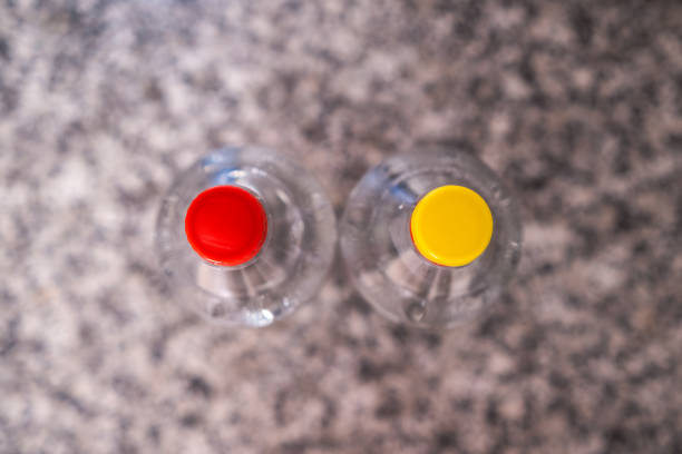 Plastic bottle caps are small pieces of plastic used to seal bottles and keep their contents fresh and safe.