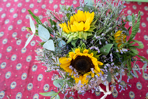 sunflower bouquet on a table