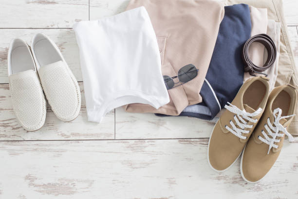 istock mens summer basic clothes and shoes on old wooden floor 1480833701