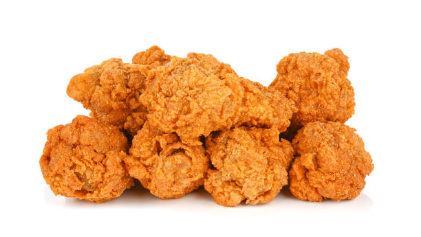 istock Fried spicy chicken isolated on white 1480834746