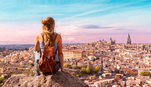 istock Woman contempling Toledo panoramic view in Spain 1480837313