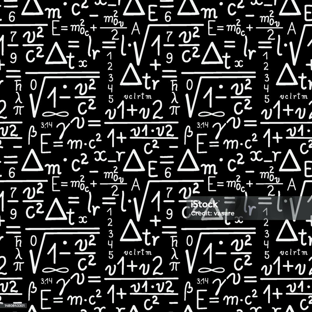 Physics Equations On Black Background Hand Drawn Seamless Pattern Stock ...