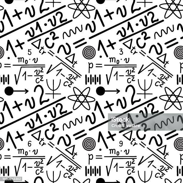 Physics Abstract Pattern Physics Equations On White Background Hand Drawn Seamless Pattern Stock ...
