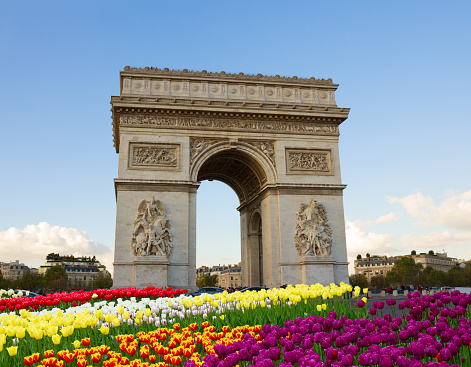 Arc de triomphe at spring day, Paris, France