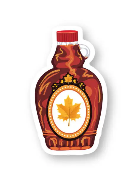 Vector illustration of Maple Syrup Bottle Sticker