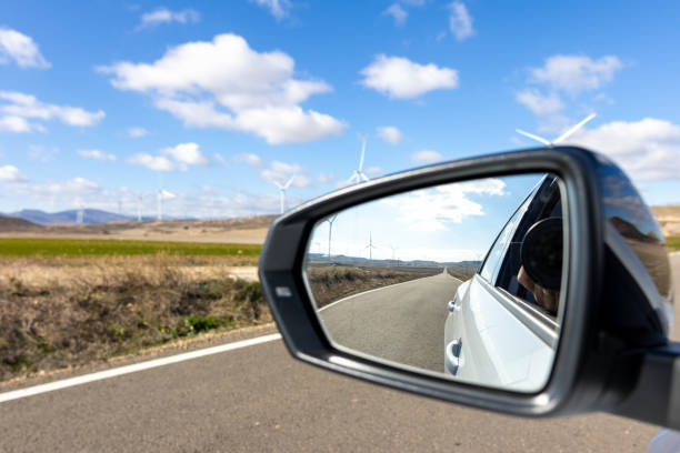 istock Road from a car rearview mirror 1480850233