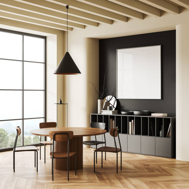 istock Modern living room interior eating corner and decoration, mockup frame 1480852125