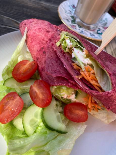 istock Delicious, healthy beetroot wrap with salad 1480857529