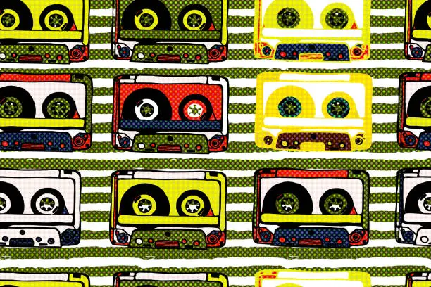 Vector illustration of Cassettes seamless pattern .