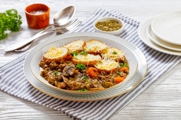 istock Ground Beef stew with mushrooms, carrots potatoes 1480862551
