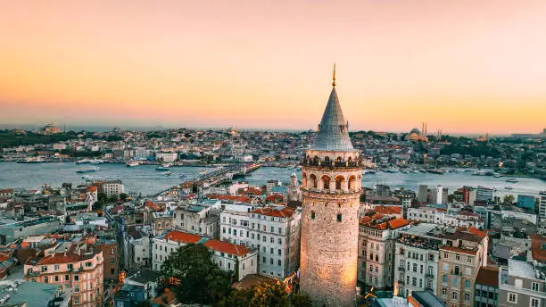 The Galata Tower (Turkish: Galata Kulesi), or with the current official name Galata Kulesi Museum (Turkish: Galata Kulesi Müzesi), is a tower in the Beyoğlu district of Istanbul, Turkey. It is named after the quarter in which it's located, Galata. Built as a watchtower at the highest point of the Walls of Galata, the tower is now an exhibition space and museum, and one of the symbols of Beyoğlu and Istanbul.