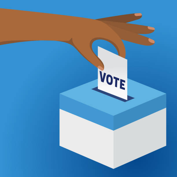 Hand Putting A Paper ballot In The Voting Box - ilustração de arte vetorial