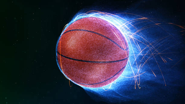 istock Basketball Flying in Flames 1480870792
