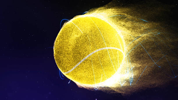 istock Tennis Ball Flying in Flames 1480870804
