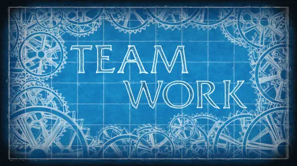 Photo of Blueprint Gears Teamwork Frame Background