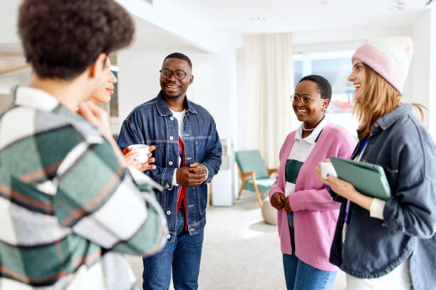 istock Modern people talking in the company 1480871588
