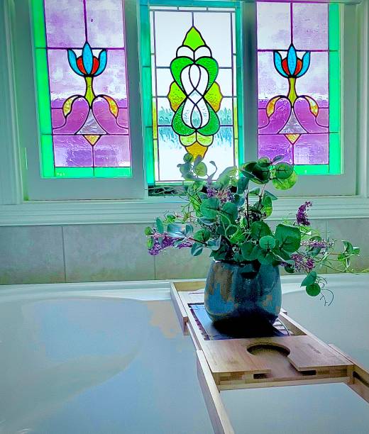 istock Stained Glass and Flowers in The Bath 1480879954