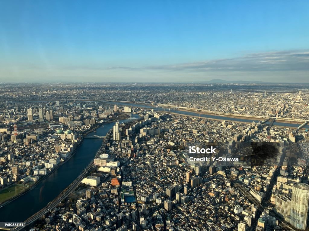 View from Tokyo Skytree, 2023 Sumida river. 2020 - 2029 Stock Photo