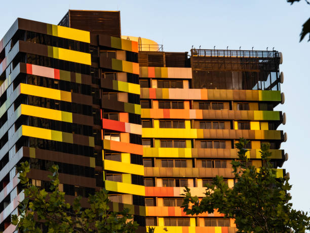 istock Close up colourful city apartment 1480881919