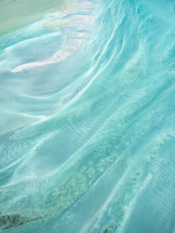 Aerial view of sand ripples and sea grass in low tide Shark Bay Western Australia