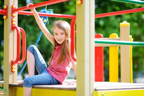 istock Cute little girl having fun on a playground 1480882955