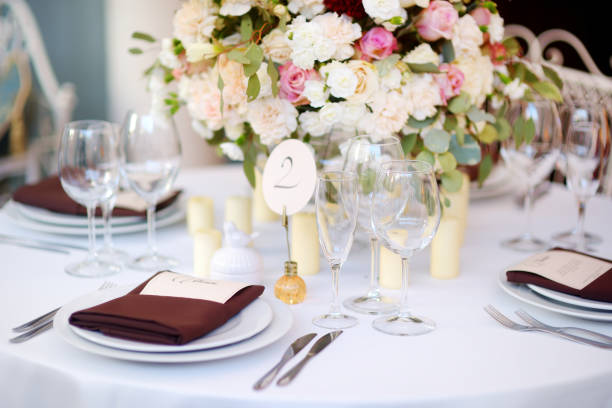 istock Beautiful table set for some festive event or wedding reception 1480883446
