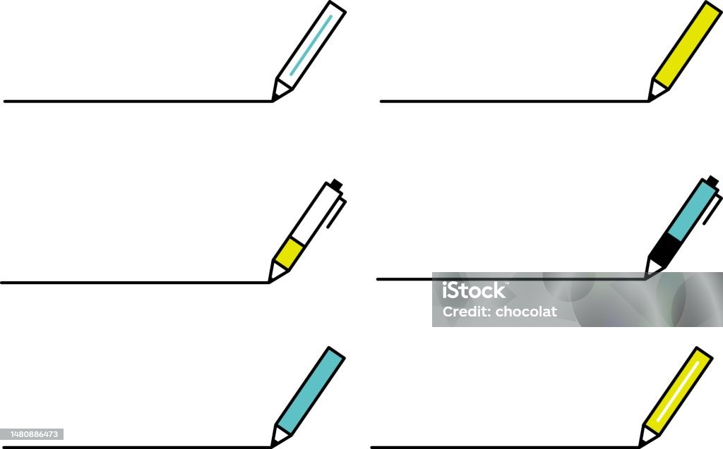 Border Sign Pen Pen Line Set Stock Illustration - Download Image Now - Border - Frame ...