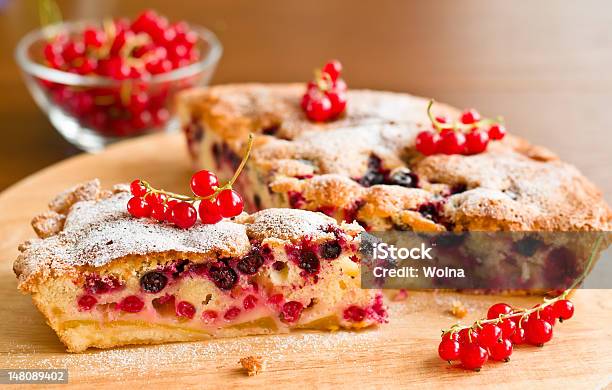 Piece Of Berry Pie And Red Currants Stock Photo - Download Image Now - Afternoon Tea, Baked Pastry Item, Bakery