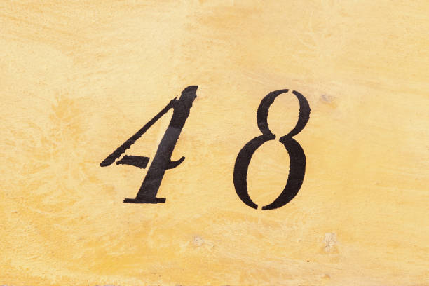 48 number decorative font handpainted on house wall.