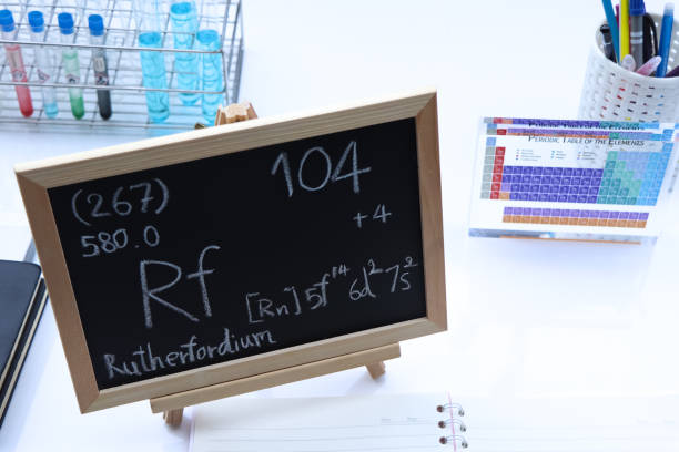 istock rutherfordium and symbol structural formula chemical on the blackboard 1480899300