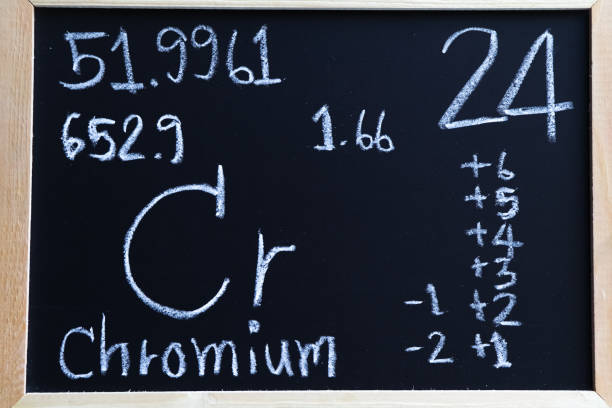 istock Chromium and symbol structural formula chemical on the blackboard 1480901024
