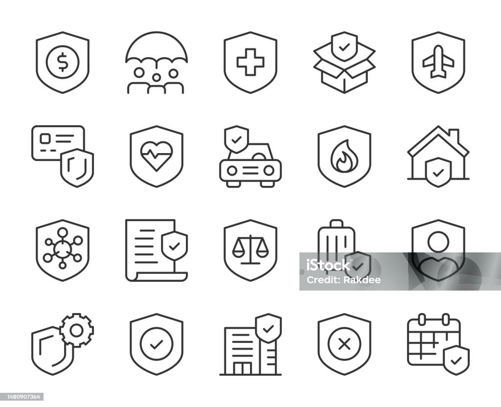 Insurance - Light Line Icons Insurance Light Line Icons Vector EPS File. Icon Symbol stock vector