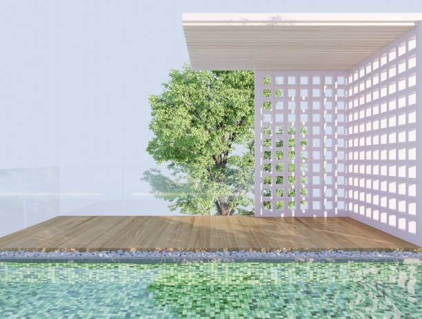 istock Empty area around the outdoor swimming pool .3d rendering 1480908093